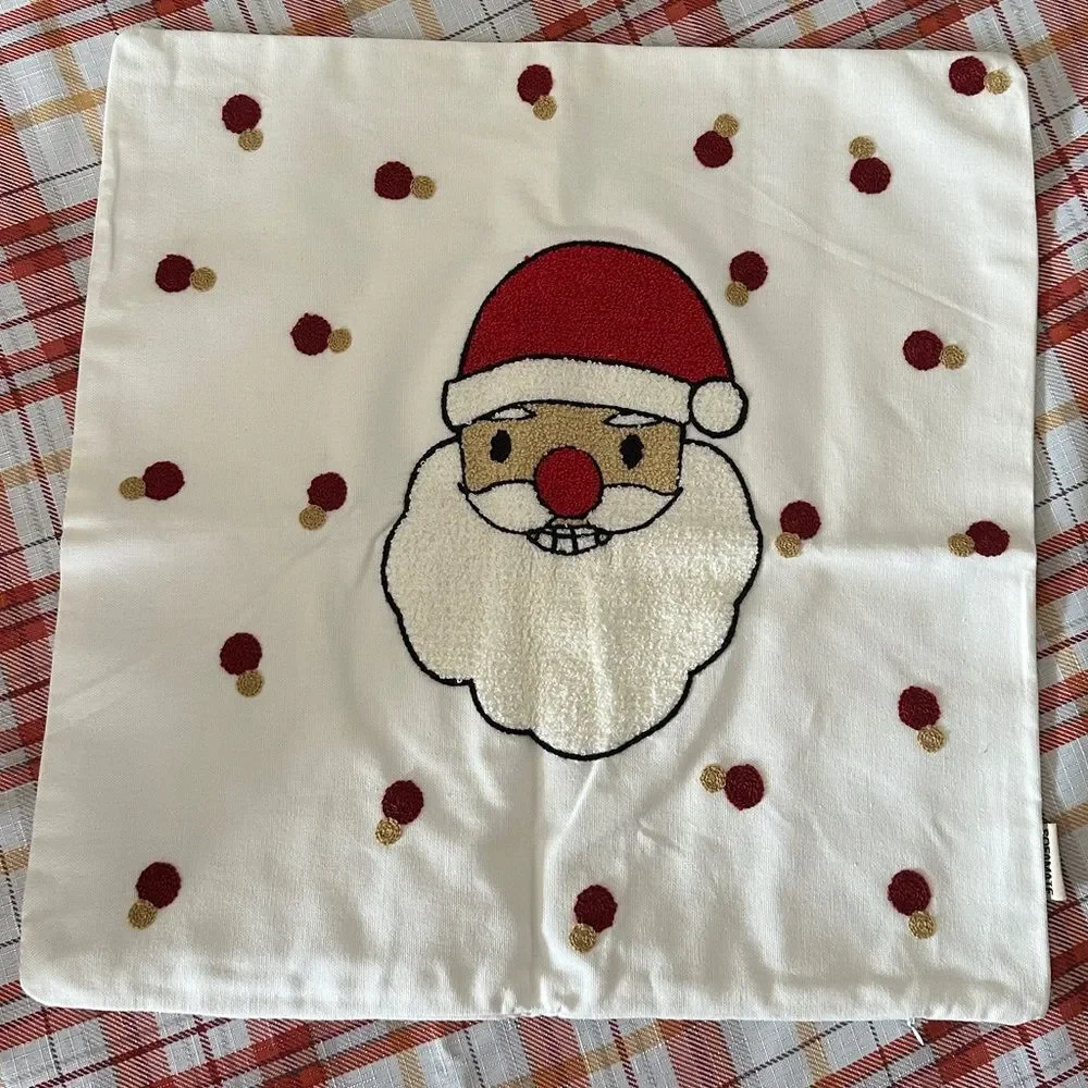 NWT Santa Claus Embroidered Pillow Cover